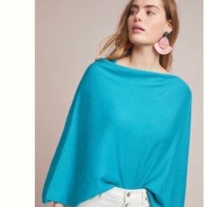 NWT Anthropologie Seattle Poncho - Blue Green. size M/L